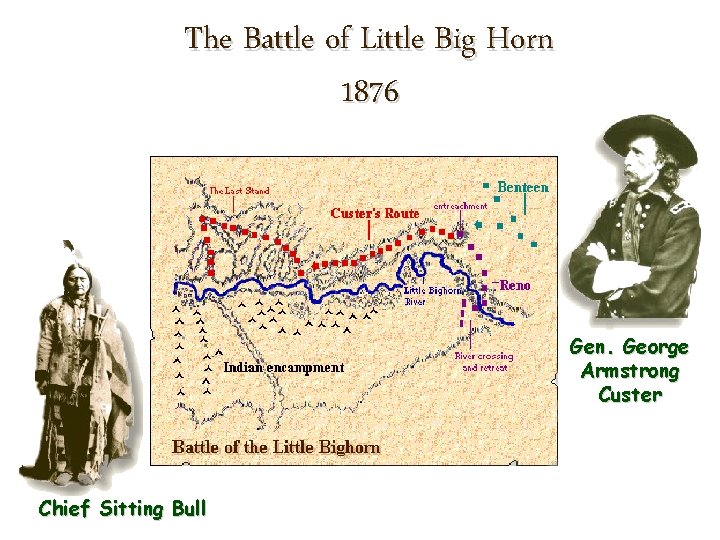 The Battle of Little Big Horn 1876 Gen. George Armstrong Custer Chief Sitting Bull The Battle of Little Big Horn 1876 Gen. George Armstrong Custer Chief Sitting Bull
