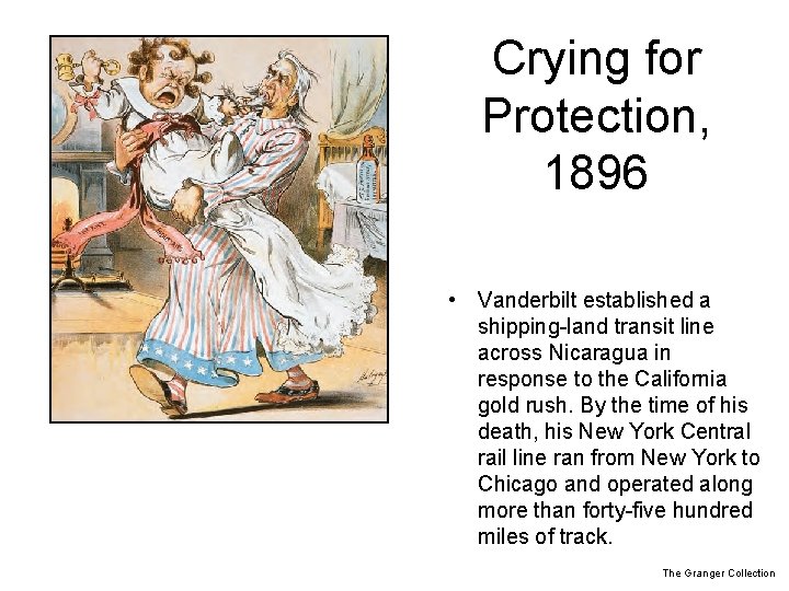 Crying for Protection, 1896 • Vanderbilt established a shipping-land transit line across Nicaragua in