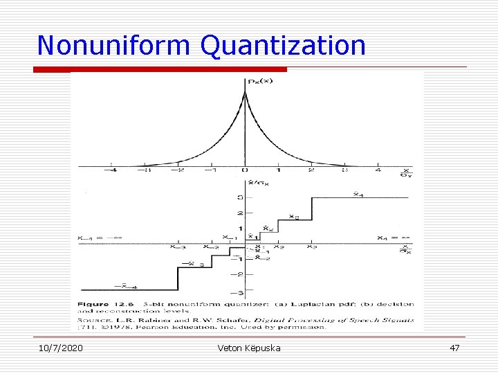 Nonuniform Quantization 10/7/2020 Veton Këpuska 47 