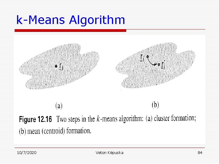 k-Means Algorithm 10/7/2020 Veton Këpuska 84 