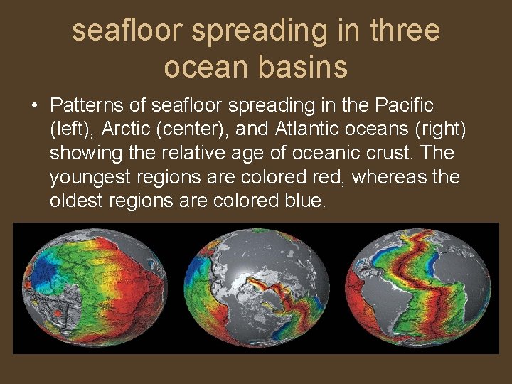 seafloor spreading in three ocean basins • Patterns of seafloor spreading in the Pacific