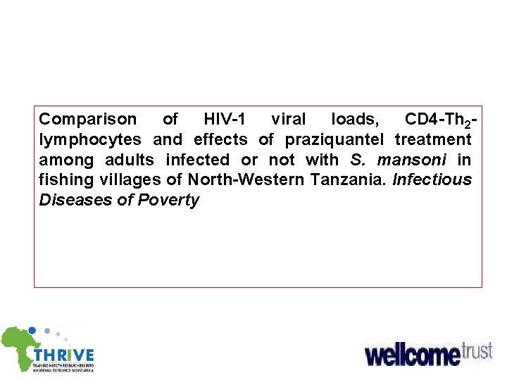 Comparison of HIV-1 viral loads, CD 4 -Th 2 lymphocytes and effects of praziquantel