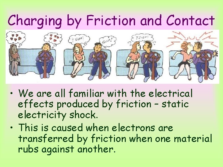 Charging by Friction and Contact • We are all familiar with the electrical effects