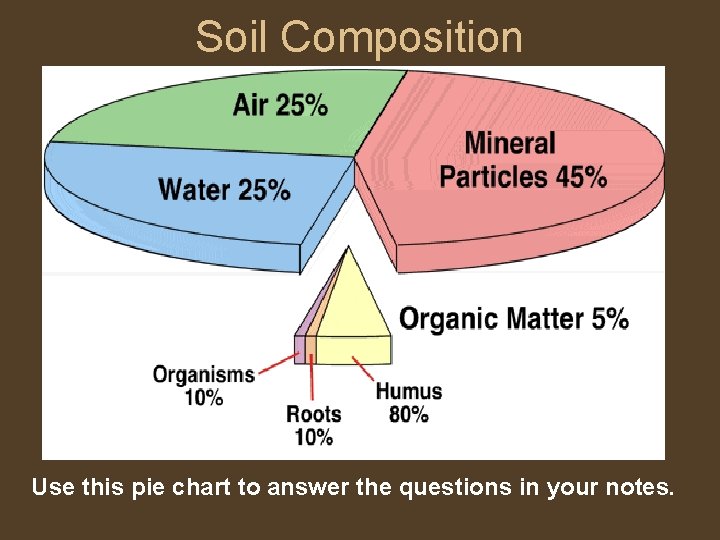 Soil Composition Use this pie chart to answer the questions in your notes. 