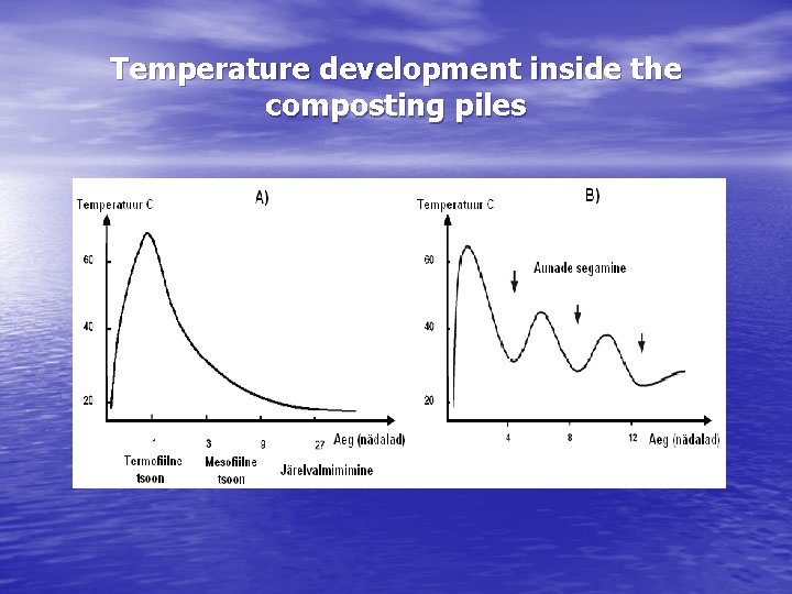 Temperature development inside the composting piles 