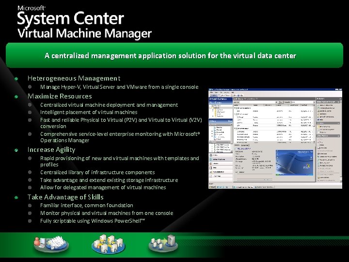 A centralized management application solution for the virtual data center Heterogeneous Management Manage Hyper-V,