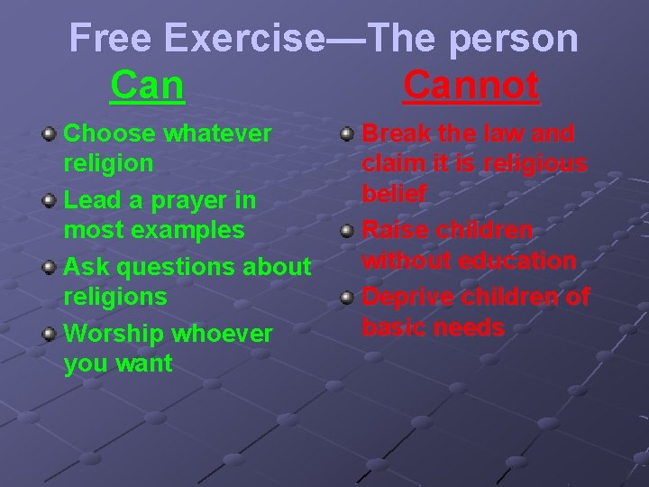 Free Exercise—The person Cannot Choose whatever religion Lead a prayer in most examples Ask