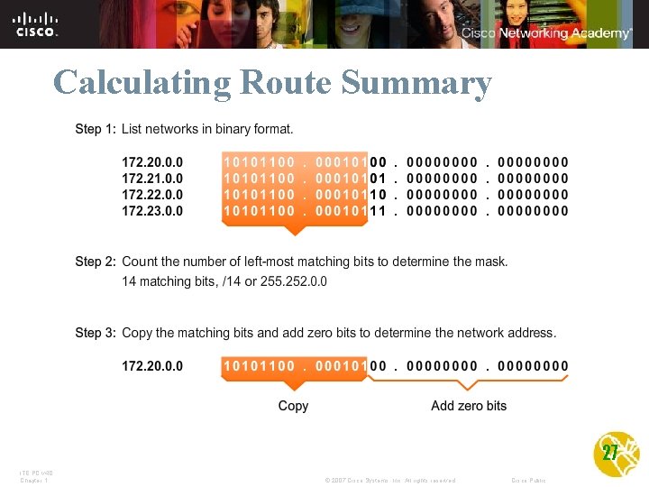 Calculating Route Summary 27 ITE PC v 4. 0 Chapter 1 © 2007 Cisco
