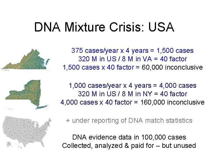 DNA Mixture Crisis: USA 375 cases/year x 4 years = 1, 500 cases 320