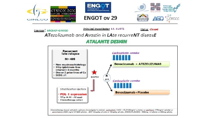 ENGOT ov 29 Principal Investigator: J. E. KURTZ Status: Closed : ATezolizumab and Avastin