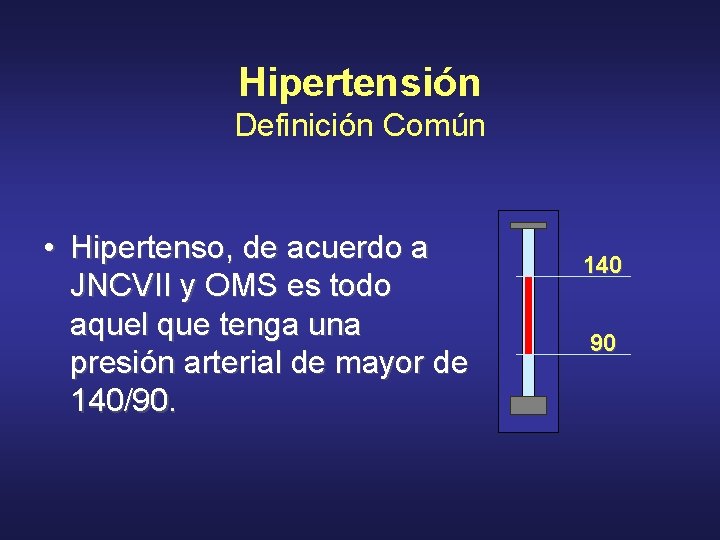 Hipertensión Definición Común • Hipertenso, de acuerdo a JNCVII y OMS es todo aquel