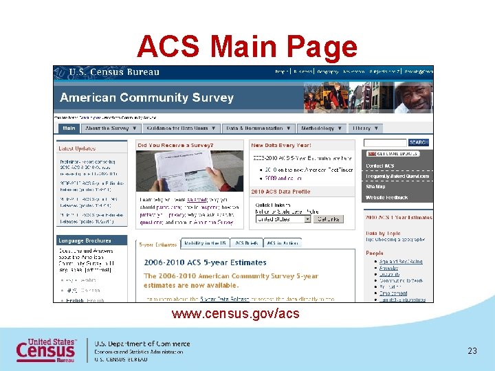 ACS Main Page www. census. gov/acs 23 