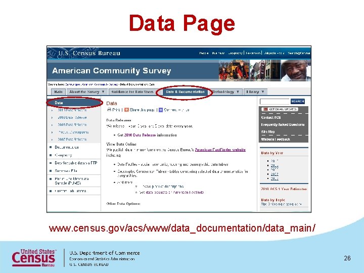 Data Page www. census. gov/acs/www/data_documentation/data_main/ 26 