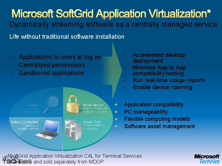 Microsoft Soft. Grid Application Virtualization* Dynamically streaming software as a centrally managed service Life