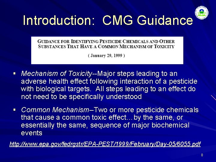 Introduction: CMG Guidance § Mechanism of Toxicity--Major steps leading to an adverse health effect