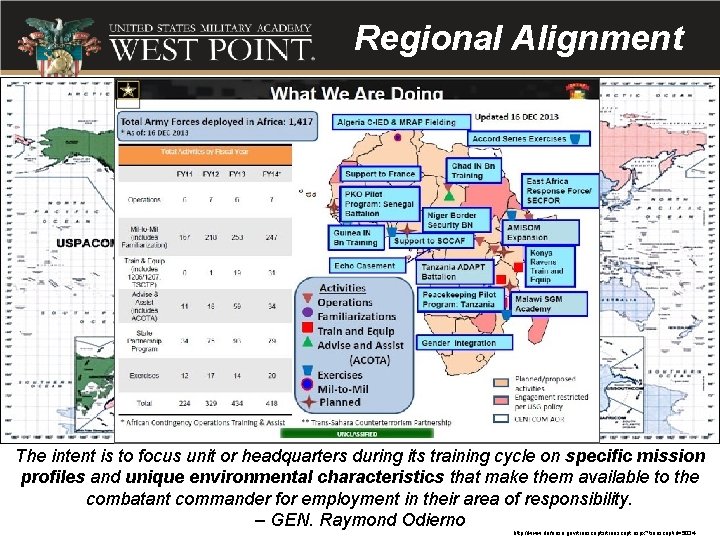 Regional Alignment The intent is to focus unit or headquarters during its training cycle