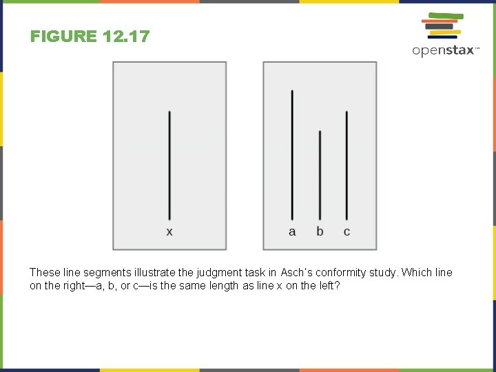 FIGURE 12. 17 These line segments illustrate the judgment task in Asch’s conformity study.