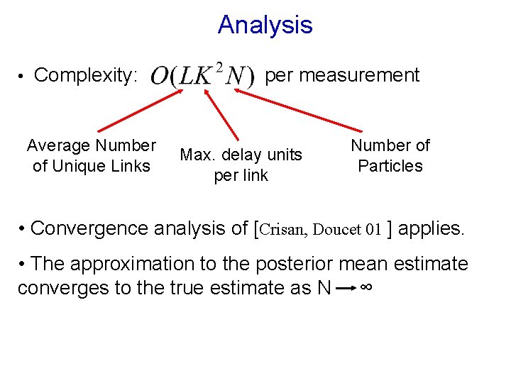 Analysis • Complexity: Average Number of Unique Links per measurement Max. delay units per