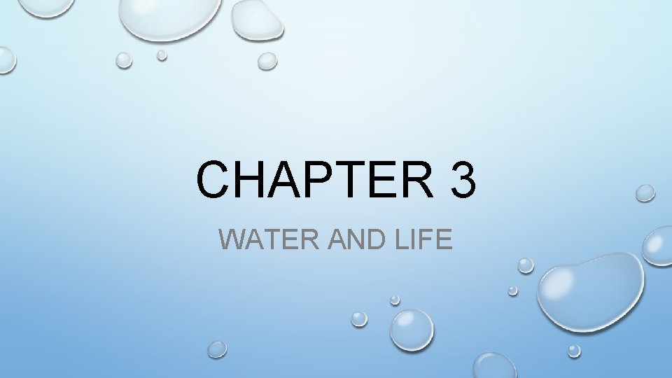 CHAPTER 3 WATER AND LIFE 