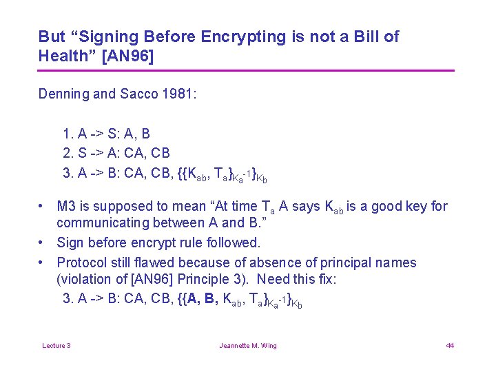 But “Signing Before Encrypting is not a Bill of Health” [AN 96] Denning and