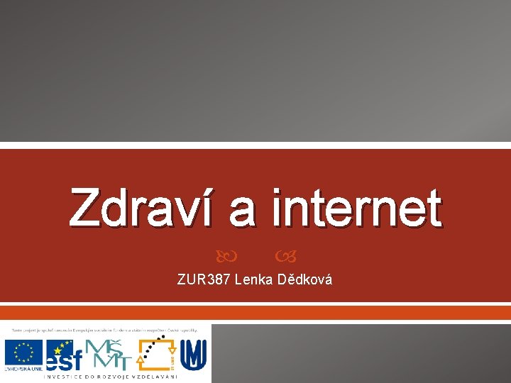 Zdraví a internet ZUR 387 Lenka Dědková 