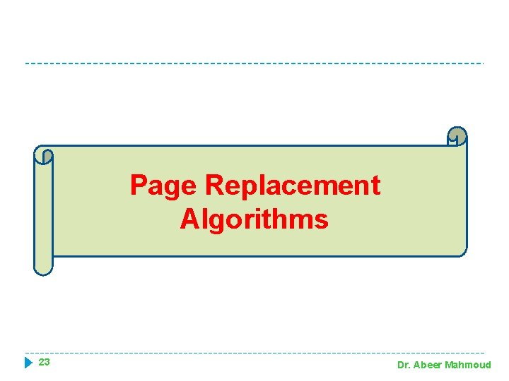 Page Replacement Algorithms 23 Dr. Abeer Mahmoud 