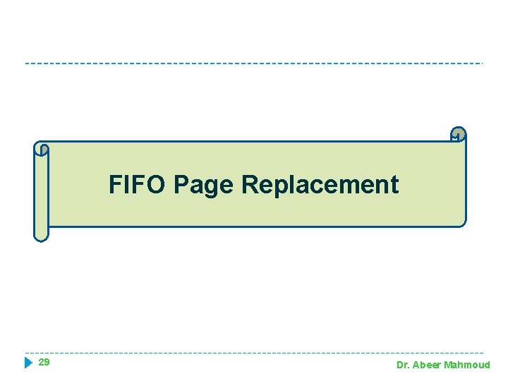 FIFO Page Replacement 29 Dr. Abeer Mahmoud 