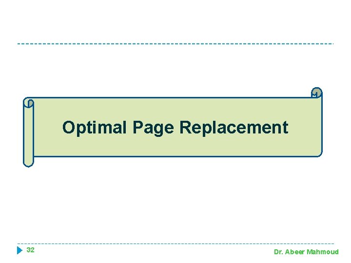 Optimal Page Replacement 32 Dr. Abeer Mahmoud 