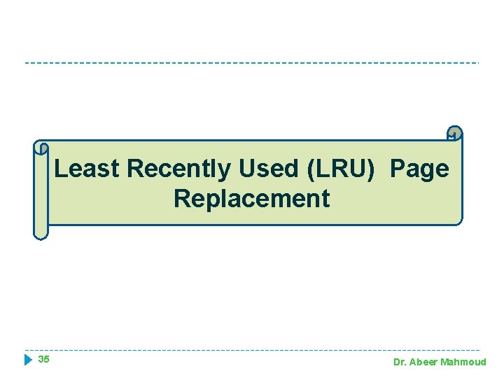 Least Recently Used (LRU) Page Replacement 35 Dr. Abeer Mahmoud 