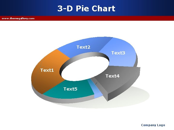 3 -D Pie Chart www. themegallery. com Text 2 Text 3 Text 1 Text