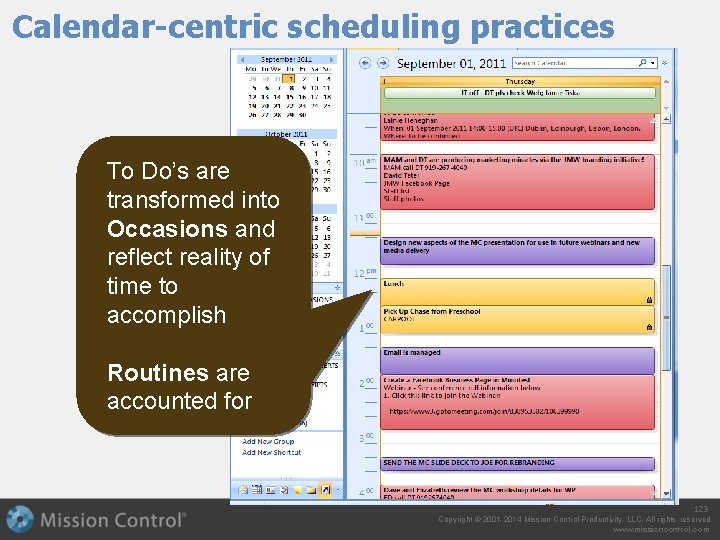 Calendar-centric scheduling practices To Do’s are transformed into Occasions and reflect reality of time