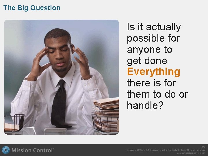 The Big Question Is it actually possible for anyone to get done Everything there