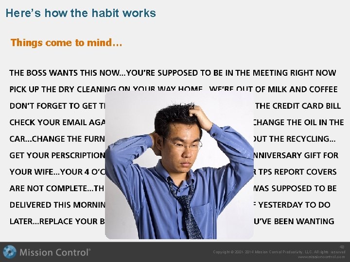 Here’s how the habit works Things come to mind… 48 Copyright © 2001 -2014