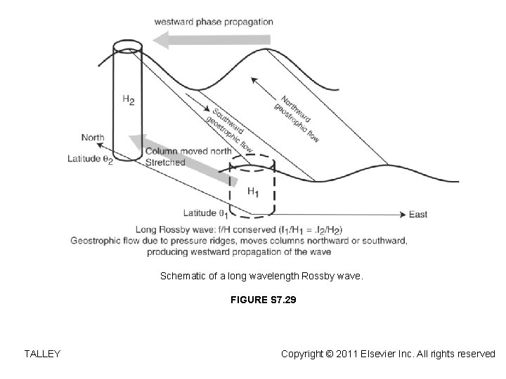 Schematic of a long wavelength Rossby wave. FIGURE S 7. 29 TALLEY Copyright ©