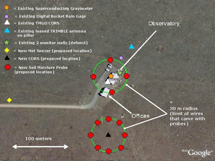 = Existing Superconducting Gravimeter = Existing Digital Bucket Rain Gage = Existing TMGO CORS = Existing Superconducting Gravimeter = Existing Digital Bucket Rain Gage = Existing TMGO CORS