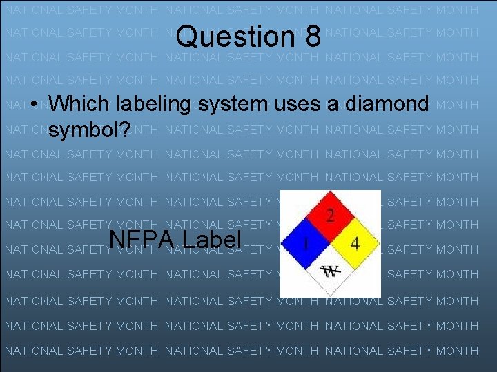 NATIONAL SAFETY MONTH Question 8 NATIONAL SAFETY MONTH NATIONAL SAFETY MONTH NATIONAL SAFETY MONTH