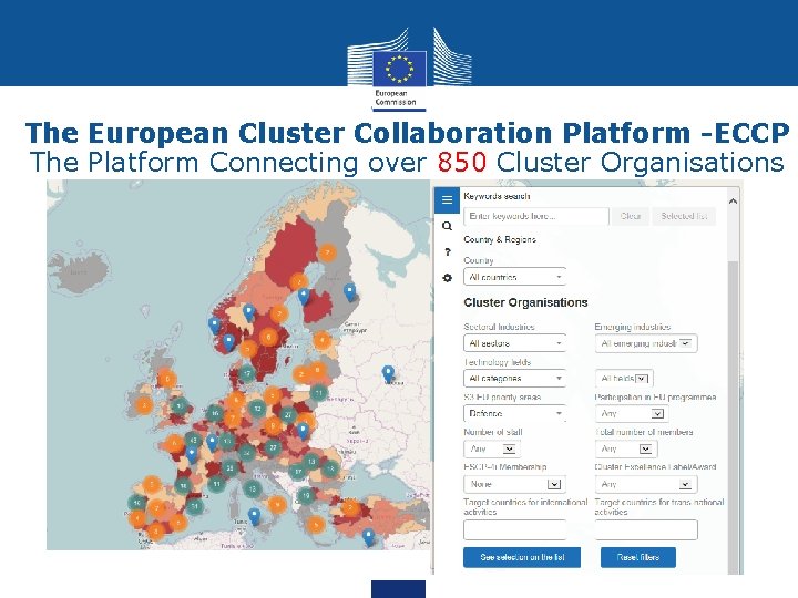 The European Cluster Collaboration Platform -ECCP The Platform Connecting over 850 Cluster Organisations 