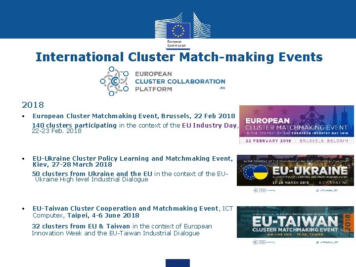 International Cluster Match-making Events 2018 • European Cluster Matchmaking Event, Brussels, 22 Feb 2018