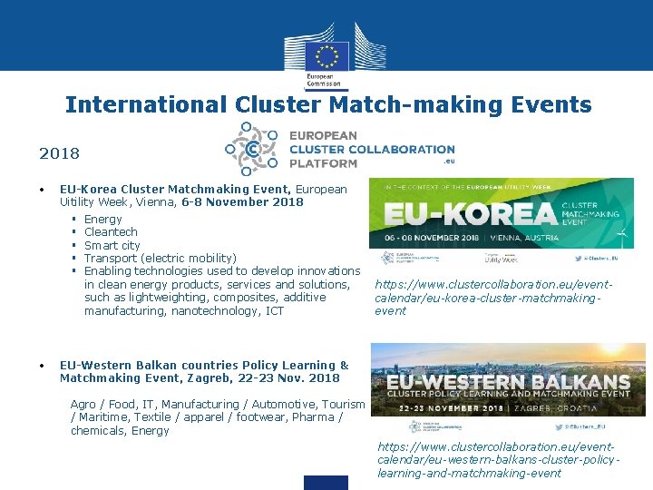International Cluster Match-making Events 2018 • EU-Korea Cluster Matchmaking Event, European Uitility Week, Vienna,