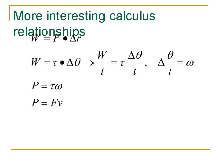 More interesting calculus relationships 