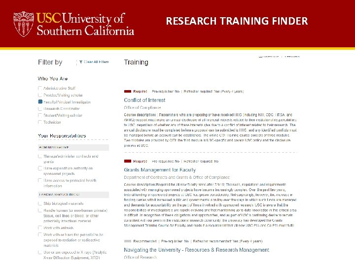  RESEARCH TRAINING FINDER 