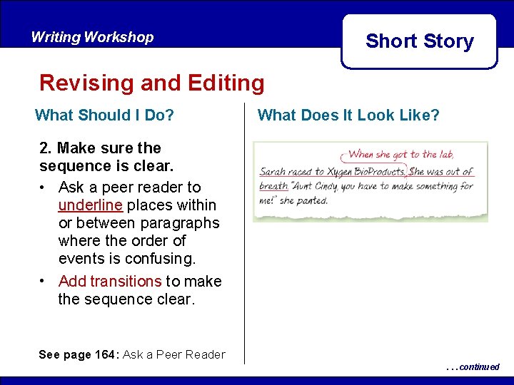 Writing Workshop Short Story Revising and Editing What Should I Do? What Does It Writing Workshop Short Story Revising and Editing What Should I Do? What Does It