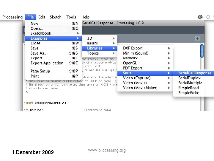 I. Dezember 2009 www. processing. org 