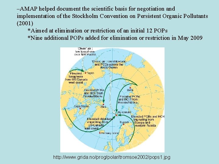 –AMAP helped document the scientific basis for negotiation and implementation of the Stockholm Convention