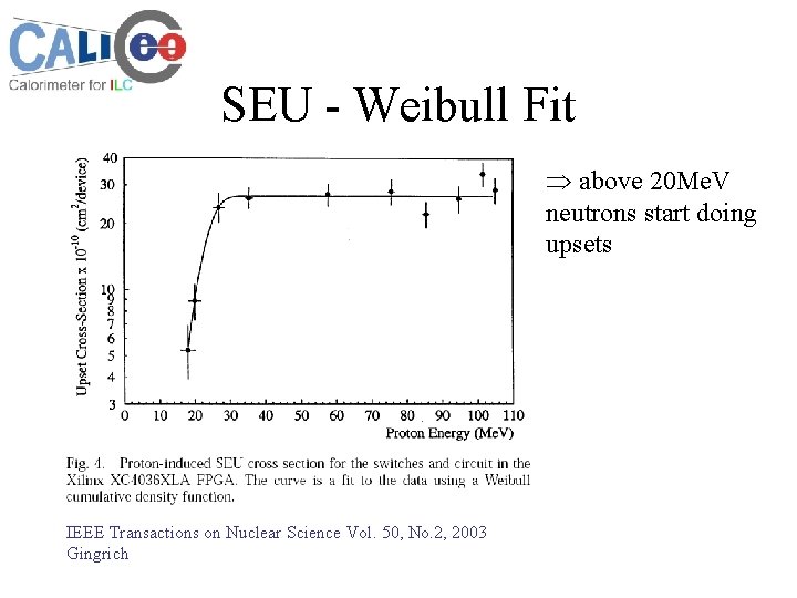 SEU - Weibull Fit Þ above 20 Me. V neutrons start doing upsets IEEE