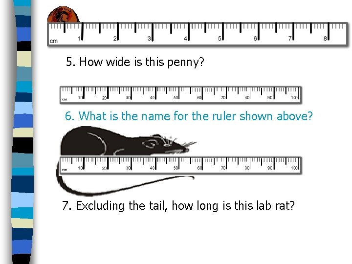5. How wide is this penny? 6. What is the name for the ruler