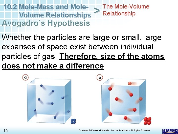 10. 2 Mole-Mass and Mole. Volume Relationships > The Mole-Volume Relationship Avogadro’s Hypothesis Whether