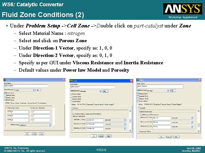 WS 6: Catalytic Converter Fluid Zone Conditions (2) Workshop Supplement • Under Problem Setup