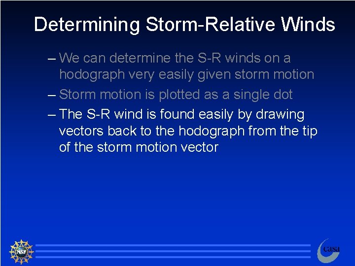 Determining Storm-Relative Winds – We can determine the S-R winds on a hodograph very