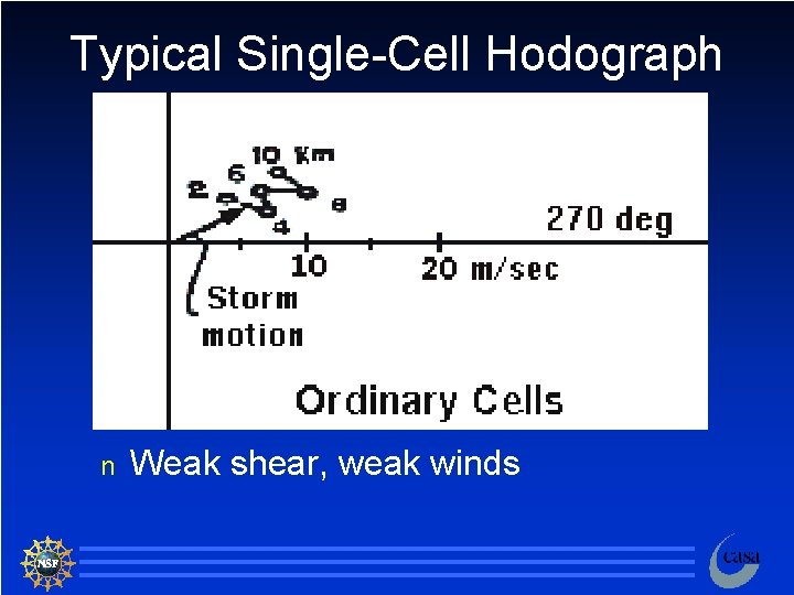 Typical Single-Cell Hodograph n Weak shear, weak winds 35 